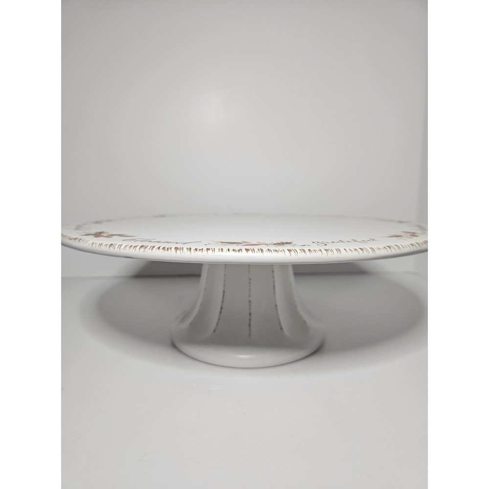 Celebrate It Thankful Blessed Fall Thanksgiving Pedestal Cake Plate Stand 12"